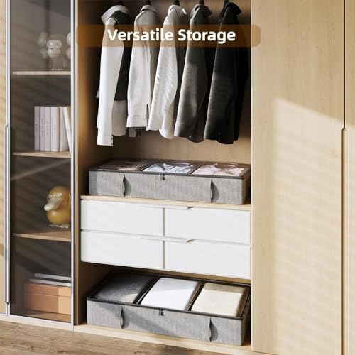 Side-Supported Underbed Storage Containers, 6 Inch 60L Clothes Storage Bin - Image 6