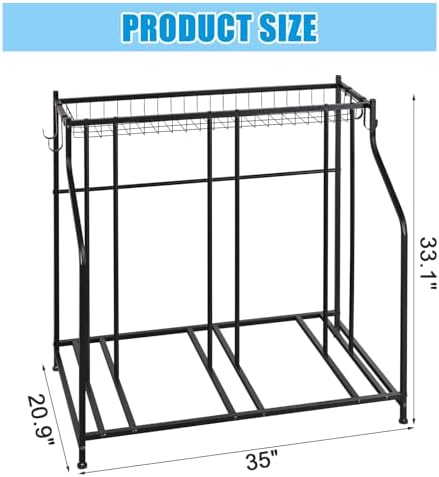 Mythinglogic 3-Bike Garage Storage Rack with Ball Basket and Hooks - Image 6