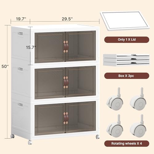 852QT Extra Large Stackable Storage Bins with Lids & Wheels & Door, - Image 2