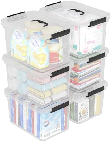 18 Quart Plastic Latch Bins, Clear Storage Boxes with Lids, 6 Packs by Xeabia