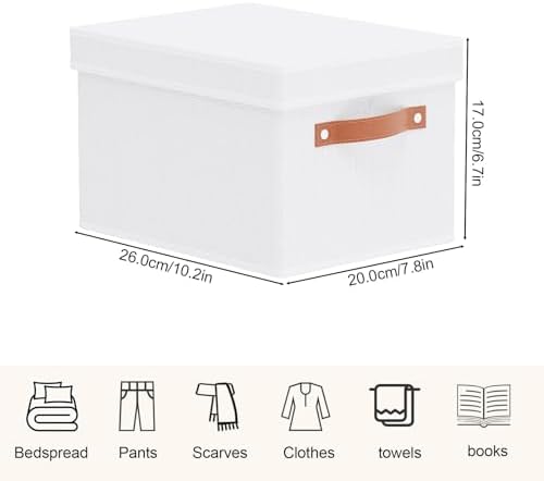 White Foldable Storage Bins,10.2×7.8×6.7 In,Shelf Baskets,5-Pack - Image 3