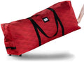 ZOBER 600D Oxford Fabric Large Rolling Christmas Tree Storage Bag - Fits 9 Ft Artificial Trees - Waterproof Christmas Tree Bag For Storage Box For Xmas, Durable Handles and Wheels - Quilted Red by ZOBER