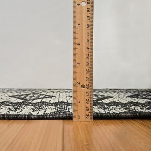 Gertmenian Indoor Outdoor Bohemian Area Rug - 5x7 Standard, Fade Resistant, Ideal for High Traffic in Living Room, Bedroom, Patio - Moroccan, Black, 27105 - Image 3