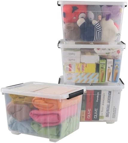 Wekioger 4 Pack Plastic Storage Box on Wheels, 32 Quart Latch Container Bin - Image 6