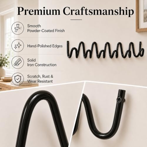 Coat Rack Wall Mount, Modern Wave Metal Wall Hooks - Image 2