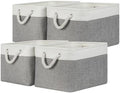 Temary Storage Baskets 4Pack Fabric Storage Bins Clothes Baskets with Rope Handle, Decorative Basket for Gift, Blankets (White&Gray,15x11x9.5 inch) by TEMARY