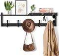 29'' Coat Rack Wall Mount with Shelf, Coat Hanger Wall Mount with Key Hooks and Mail Holder, Wood Entryway Floating Shelf with Hooks and Storage, Hat Rack for Wall Key Holder Mail Organizer by dreampossible