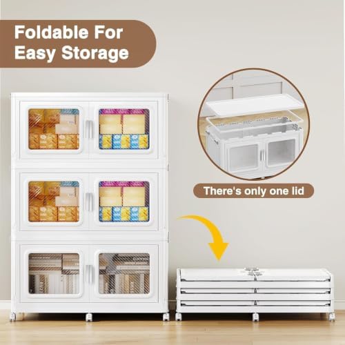 BROVIEW 165Gal Extra Large Storage Bins with Lid and Wheels, White, 3 Pack - Image 6
