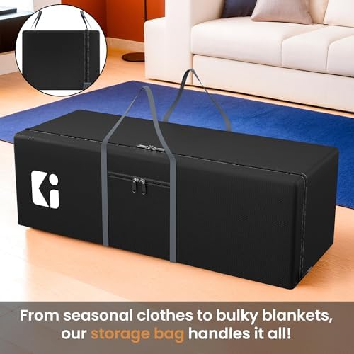 Kuber Industries Large Capacity 236 Liter Foldable Under Bed Storage Bags/Duffle Bags For Travel/Moving Bags/Wardrobe Organizer Bags | House Shifting, Travel, Hostel & Dorm Use | Grey & Black - Image 2