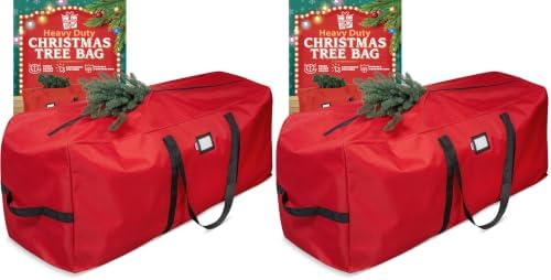 Holiday Cheer Heavy Duty Artificial Christmas Tree Storage Bag Fits Up to 9ft Tall, Waterproof with Durable Handles & Zipper Xmas Tree Storage Bag (RED) (Pack of 2) by Holiday+Cheer