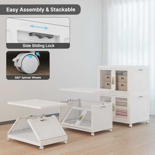 544QT Stackable Storage Bins with Lids, 136Gal Foldable Storage Cabinets - Image 4