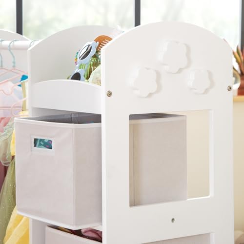 Guidecraft See and Store Dress-up Center – White: Pretend Play Costume Storage Wardrobe for Kids with Mirror & Shelves, Armoire with Bottom Tray, Toddlers Room Furniture - Image 5