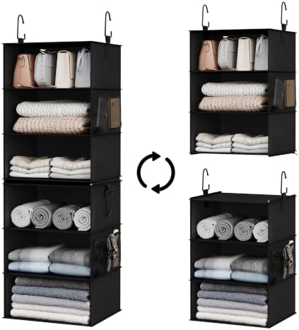 StorageWorks Hanging Closet Organizer, 6-Shelf with 2-in-1 Design, Ivory by StorageWorks