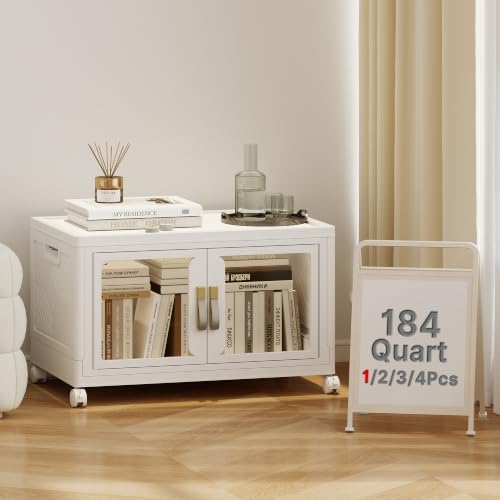 184QT Stackable Storage Bins with Lids, 46Gal Foldable Storage Cabinets by VNVTO