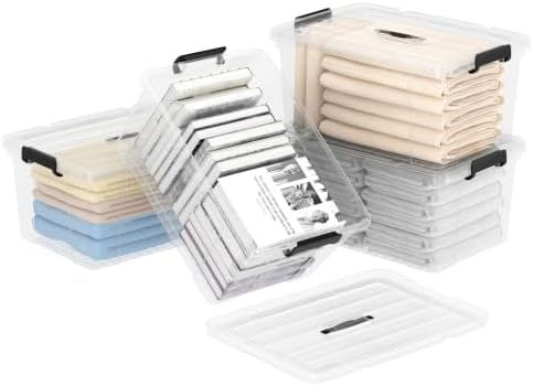 Cetomo 72Qt*4 Lidded Storage Bins, Stackable Plastic Bin with Handle, Storage Container with Secure Latching Buckles, Transparent, 72 Quart, Set of 4 by Cetomo