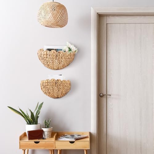Teenyyou 2 Pack Scalloped Wicker Wall Baskets Boho Hanging Baskets - Image 5