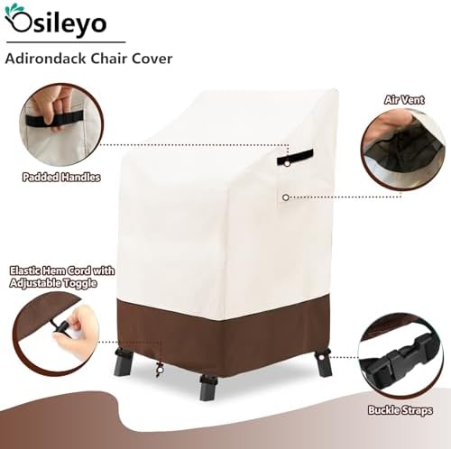 Stackable Patio Chair Covers Waterproof Patio Furniture Covers, 28 W x 36 D x 47 H InchesFits for 4-6 Stackable Dining Chairs 2 Pack (Beige & Brown) - Image 3