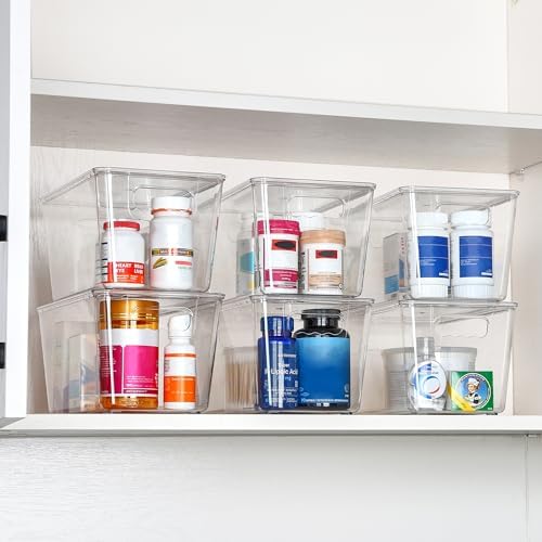 Vtopmart 12 Pack Clear Stackable Storage Bins with Lids and Handles, Medium - Image 7