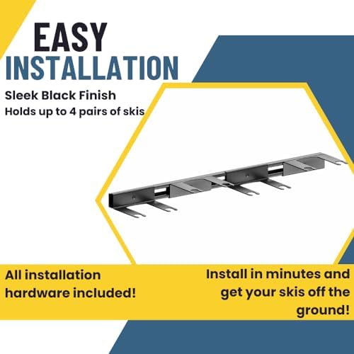 Koova Heavy Duty Steel 32" Ski Rack for Garage Wall Storage - Image 4
