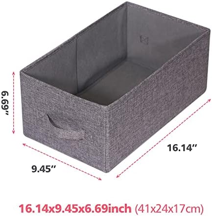 TENABORT Set of 5 Closet Organizer Bins with Handle, Fabric Foldable Storage Baskets Cloth Box Containers for Shelves Home Office Clothes Clothing, Gray, Large - Image 2