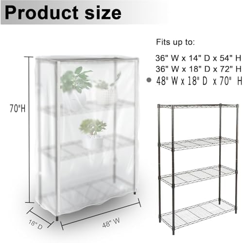 Frosted PVC Wire Shelf Cover 48 x 18 x 72 Inch Storage Rack Cover - Image 3