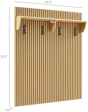 Modway Render Modern Fluted Wood Coat Rack Panel in Light Oak with Shelf and Hooks – Wall-Mounted Entryway Organizer for Hallway, Mudroom, or Foyer - Image 3