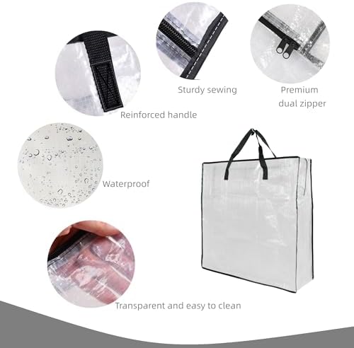 9 Pack Clear Storage Bags with Zipper and Handles, Blanket Bags For Closet Storage, Moving and Packing Supplies for College, Underbed Storage Organizer for Clothes Pillow Bedding Christmas Wreath - Image 3
