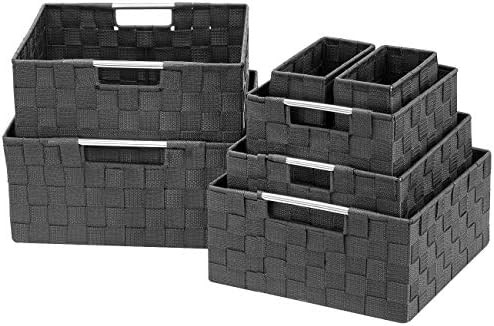 Sorbus Baskets for Organizing, 7-Piece Hand-Woven Storage Set (Grey) by Sorbus