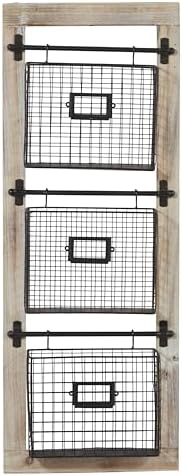 Deco 79 Farmhouse Metal Wall Mounted Rack for Magazines, Books, Newspapers, Bathroom/Offie/Living Rom Storage, 14" x 4" x 36", Black by Unknown