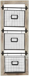 Deco 79 Farmhouse Metal Wall Mounted Rack for Magazines, Books, Newspapers, Bathroom/Offie/Living Rom Storage, 14" x 4" x 36", Black by Unknown