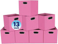 Fabric Cubby Storage Bins,13x13x13 Inches,Cube Organizer Bin Foldable Storage Boxes with Dual Handles Fabric Organizer Box and collapsible Storage basket,Set of 8,Pink by Yunkeeper