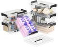 Cetomo 18Qt*4 Lidded Storage Bins, Stackable Plastic Bin with Handle, Storage Container with Secure Latching Buckles, Transparent, 18 Quart, Set of 6 by Cetomo