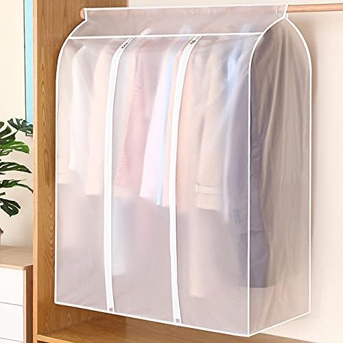 2 Pcs 50'' Garment Rack Cover, Dustproof Waterproof Garment Bags for Hanging Clothes Clothing Storage Bag with Zipper for Closet Storage, Hanging Shirts, Coats, Dresses, Suits, Seal Closets - Image 2