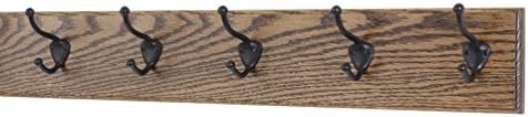 PegandRail Oak Wall Mounted Coat Rack with Bronze Hooks 4.5" Ultra Wide (Walnut, 20" x 4.5" with 4 Hooks) by PEG+AND+RAIL