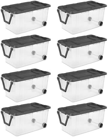 Sterilite 8-Pack Modular Stacker Box, Durable Clear Plastic Storage Bins with Latching Lids, 40 Quart - Stackable Organizing Container Boxes for Closet, Bathroom, and Office - Image 5