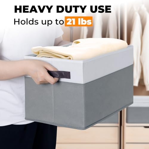 Criusia 6 Set Clothes Storage Bins with Lids - Stackable Fabric Closet Organizers and Storage Baskets for Shelves -Odorless Large Enough for Clothes Blanket Toy Storage -Dorm Room Apartment Essentials - Image 4