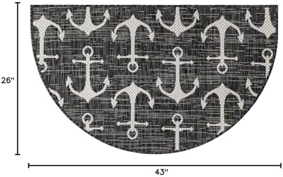 Unique Loom Outdoor Coastal Collection Area Rug - Ahoy (2' 2" x 3' 7" Hearth Charcoal/Ivory) - Image 2