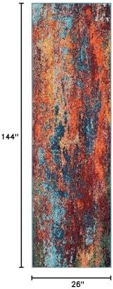 Nourison Home Celestial Atlantic 2'2" x 12' Area Rug - Easy Clean, Non Shedding, Bed Room, Living Room, Dining Room, Kitchen (12' Runner) - Image 2