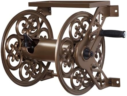 Liberty Garden 708 Steel Decorative Wall Mount Garden Hose Reel, Holds 125-Feet of 5/8-Inch Hose - Bronze by LibertyGardenProducts