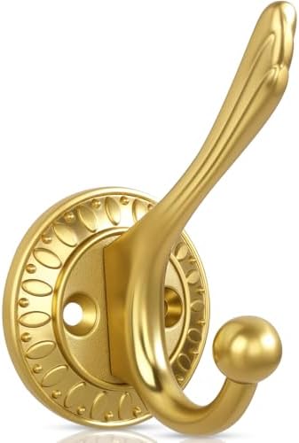 BOZWELL 6 Pack Brushed Gold Towel Hook Heavy Duty Wall Hooks Hanger Coat Hook Robe Hook Bathroom Wall for Livingroom Bedroom Kitchen Closet YG02LSJ by BOZWELLHardware