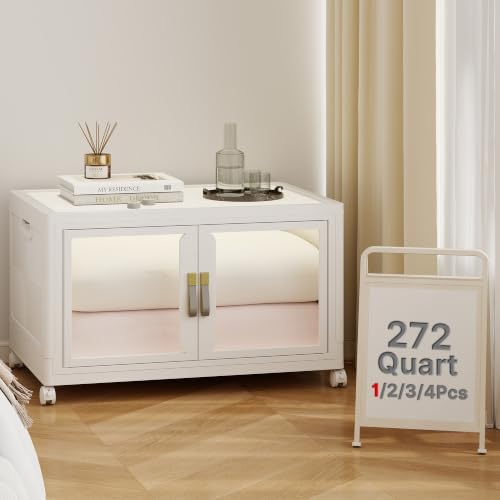 272QT Stackable Storage Bins with Lids, 68Gal Foldable Storage Cabinets by VNVTO