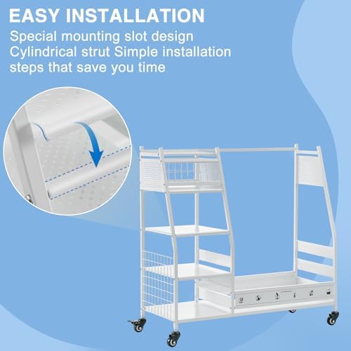 Lauren&Harold Golf Bag Organizer Garage Storage, Golf Storage Rack Stand Fits 2 Golf Bags, Golf Clubs and Other Golfing Equipment Accessories, Golf Organizer for Garage, Club, Shed, Basement - Image 3