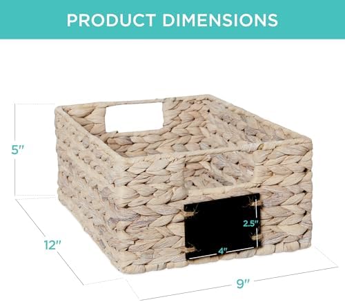 Best Choice Products Set of 4 9x12in Water Hyacinth Pantry Baskets, Woven Organizers w/Chalkboard Label, Chalk Marker - White - Image 7