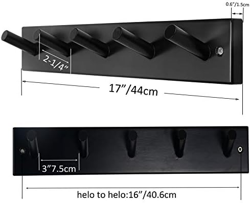 SKOLOO Coat Rack Wall Mount 17 inch, 5 Hooks, Bamboo, Shaker Style, Black - Image 6