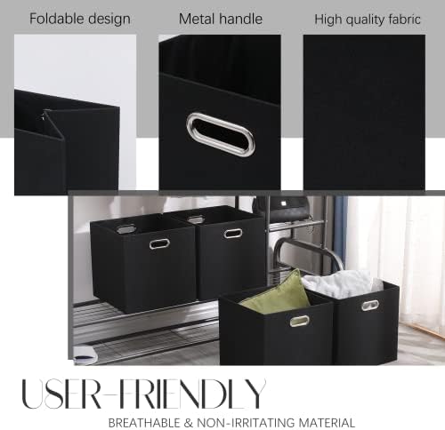 13x13x13 Inch Foldable Cube Storage Bins with Metal Handles, 4 Pack - Image 4