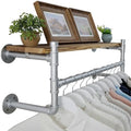 WEBI Wall Mounted Clothes Rack with Shelf,32" Industrial Pipe Clothing Rack with Shelf with Hanging Rod,Heavy Duty Iron Garment Rack Bar,Retail Display Clothes Rod for Laundry Room,Closet,Silver by WEBI