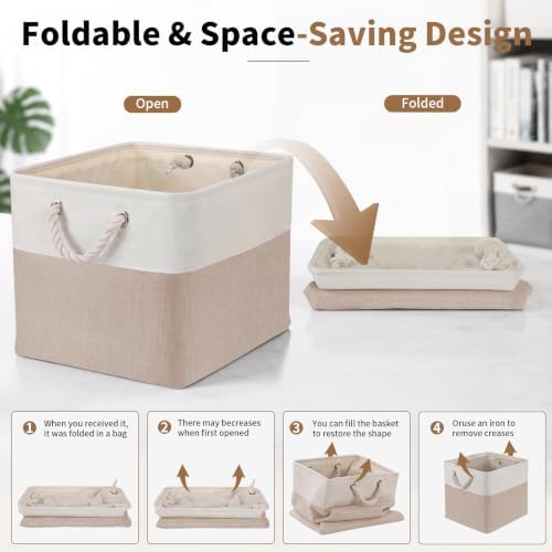 13×15×13 Inch Foldable Fabric Storage Basket with Handles - Image 4