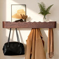 Coat Rack Wall Mount with Shelf Entryway Shelf Modern Key Holder Hanger Wall Shelves with Hidden Hooks for Hanging Towels Coats Hats Bags for Hallway Bathroom Bedroom(Wavy Walnut Color, 8 Hooks) by FURNAWAY