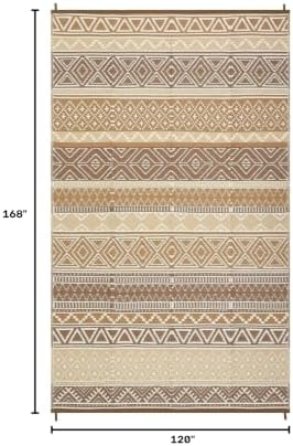 Outdoor Plastic Straw Rug 10x14 Large Patio Rug Vintage Boho Floor Mat Waterproof Rugs for Patio Reversible Outdoor Rugs for RV Beach Porch Camping Backyard Deck Picnic, Brown Tan - Image 2