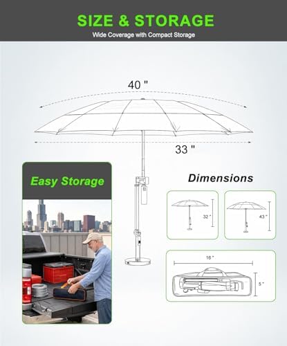Hvac Umbrella with Magnetic Base & Clamp, Outdoor Work Umbrella - Image 2